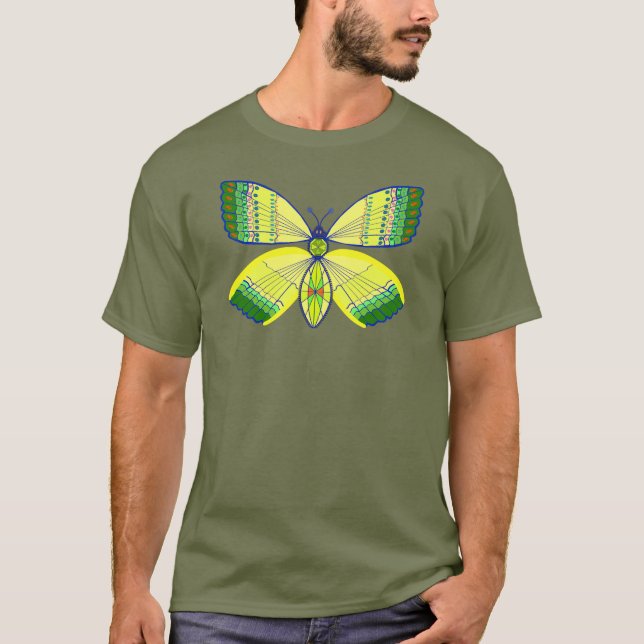 Camiseta borboleta geométrica inspirada em cristais (Frente)