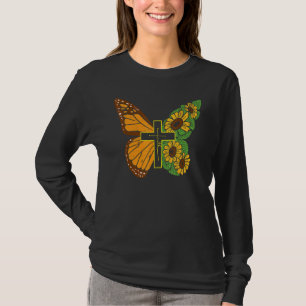 Camiseta Borboleta Girassol Cruz Fé Deus Jesus Cristão