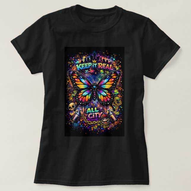 Camiseta Borboleta Graffiti Butterfly Tees Co 0047 (Frente do Design)
