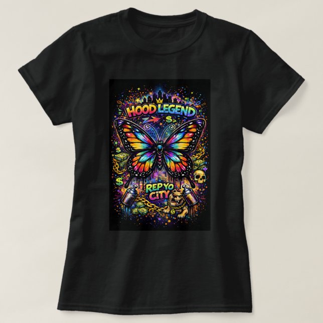 Camiseta Borboleta Graffiti Butterfly Tees Co 0047 (Frente do Design)