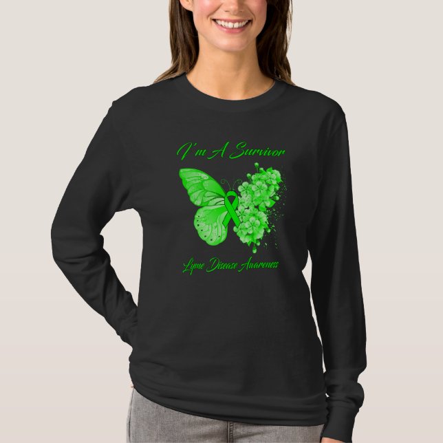 Camiseta Borboleta Iu2019m A Survivor Lyme Disease Awarenes (Frente)