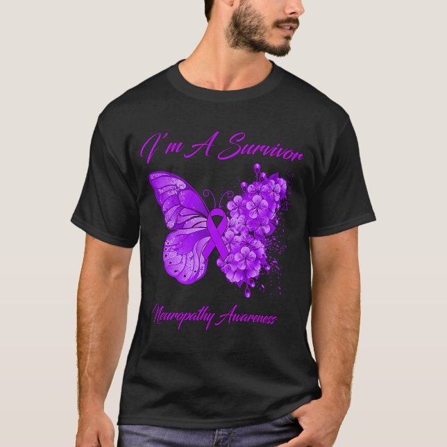 Camiseta Borboleta Iu2019m Uma Consciência Da Neuropatia So (Frente)