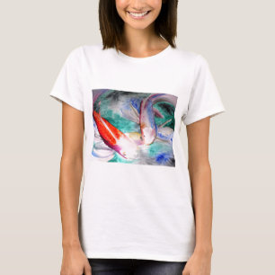 Camiseta Borboleta Koi aquarela Japonês Peixe Art