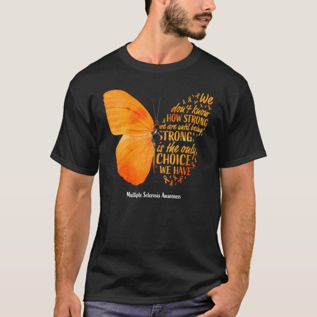 Camiseta Borboleta Laranja-Borboleta Múltipla Esclerose Aur (Frente)