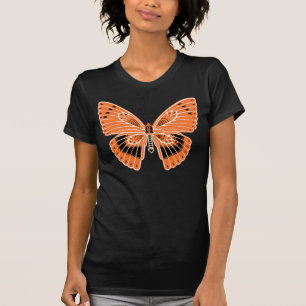 Camiseta Borboleta Laranja Estilo Art Nouveau