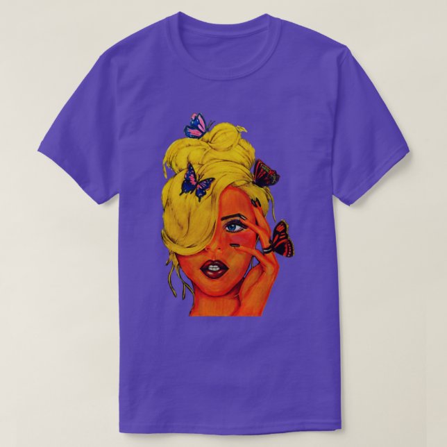 Camiseta Borboleta Loura Rapariga (Frente do Design)