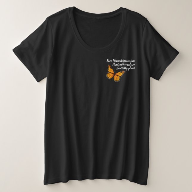 Camiseta Borboleta monarca (Frente do Design)