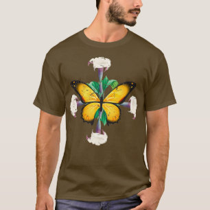 Camiseta Borboleta Monarca com datura floresce mandala