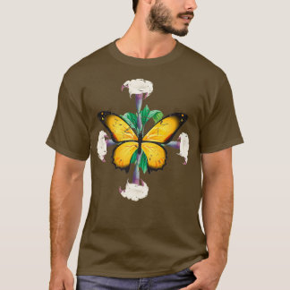 Camiseta Borboleta Monarca com datura floresce mandala