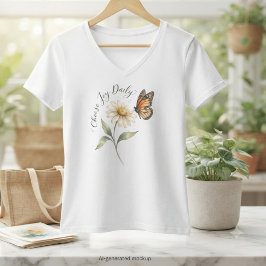 Camiseta Borboleta Monarca e Margarida em Aquarela