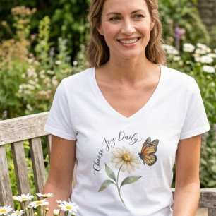 Camiseta Borboleta Monarca e Margarida em Aquarela