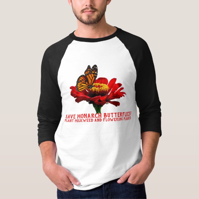 Camiseta Borboleta-monarca em flor (Frente)