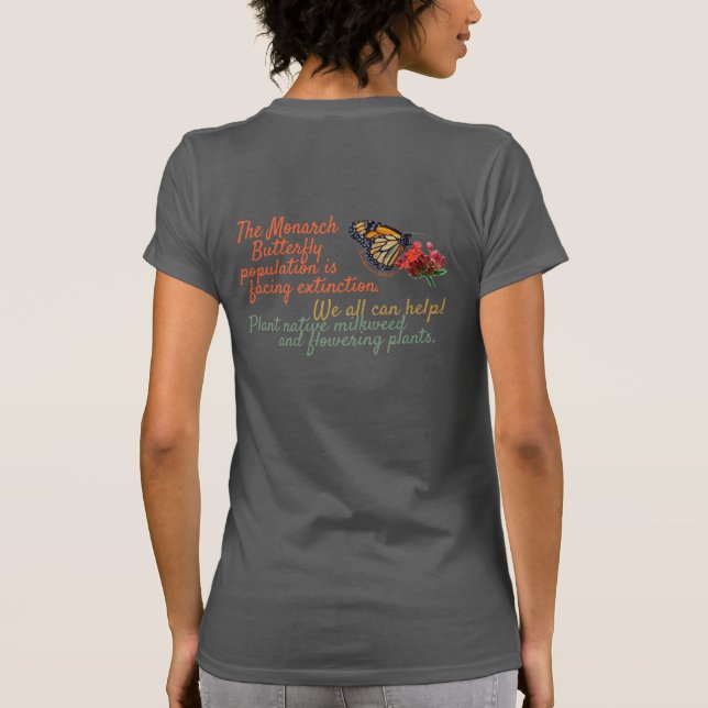 Camiseta Borboleta-monarca em flores (Verso)