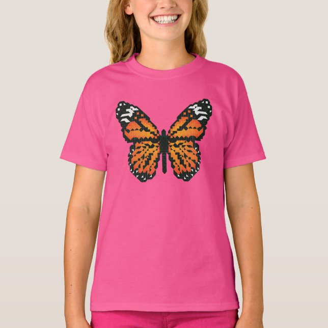 Camiseta Borboleta monarca em polígono (Frente)