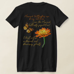 Camiseta Borboleta-monarca, flor de zínia