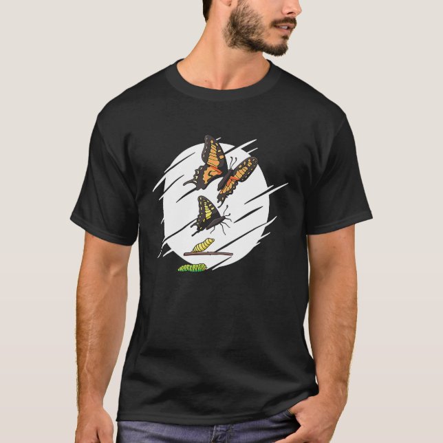 Camiseta Borboleta Monarca Lagarta Evolução (Frente)