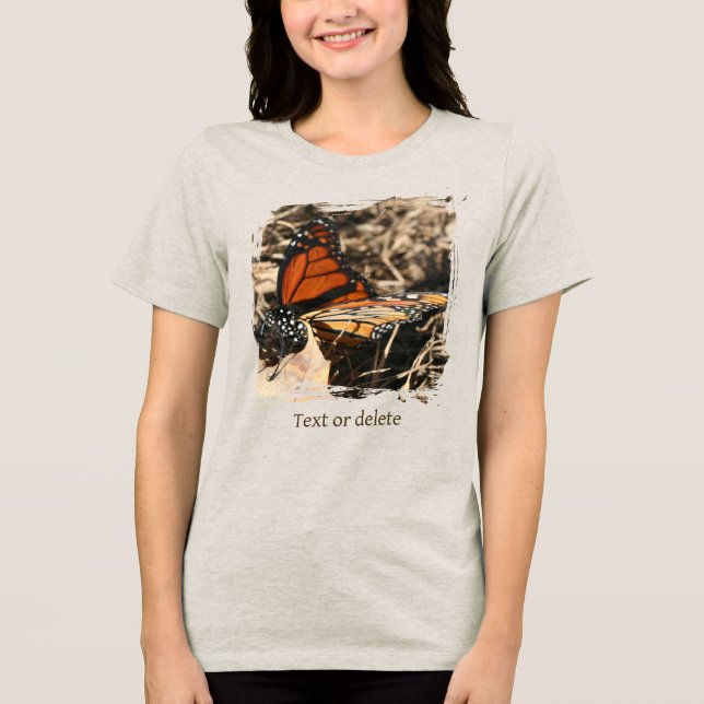 Camiseta Borboleta Monarca Na Folha Personalizada Natureza (Frente)