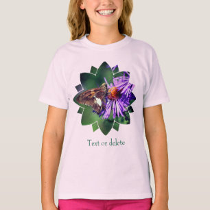 Camiseta Borboleta na Flor de Áster Roxo Personalizada