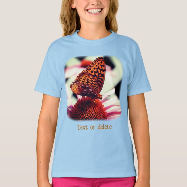 Camiseta Borboleta Na Flor De Echinacea Natureza  (Frente)
