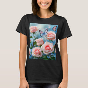Camiseta Borboleta Na Flor Rosa