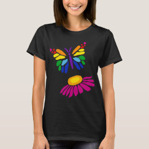 Camiseta Borboleta Negrito e Abstrato Floral do Coneflower