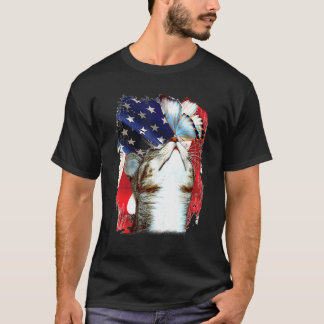 Camiseta Borboleta No Nariz Do Gato Bandeira Patriótica Ame