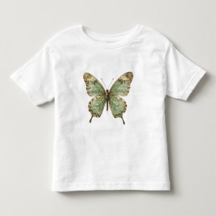 Camiseta Borboleta Ornamentada com Asas de Padrão de Folha