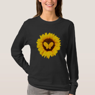 Camiseta Borboleta Para Mulheres Ringlet Moth Sunflower
