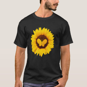 Camiseta Borboleta Para Mulheres Ringlet Moth Sunflower