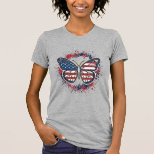 Camiseta Borboleta Patriótica Desenho Vetorial de Gravura A