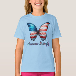 Camiseta Borboleta patriótica do dia 4 de julho dos EUA