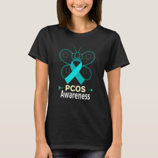 Camiseta Borboleta Pcos Teal Fita Policística Sintomas De O
