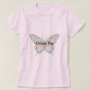 Camiseta Borboleta Prateada Rosa Personalizada