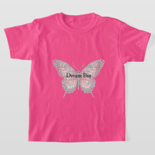 Camiseta Borboleta Prateada Rosa Personalizada