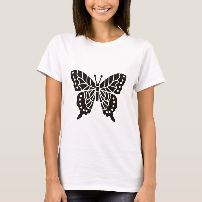 Camiseta Borboleta Preta e Branca (Frente)