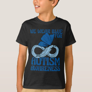 Camiseta Borboleta Retro Use Azul Para Conscientização do A