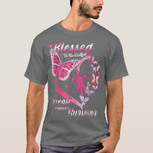 Camiseta Borboleta Rosa Abençoada Por Ser Chamada De Cancer