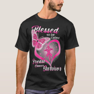 Camiseta Borboleta Rosa Abençoada Por Ser Chamada De Cancer