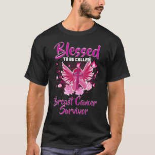 Camiseta Borboleta Rosa Abençoada Por Ser Chamada De Cancer