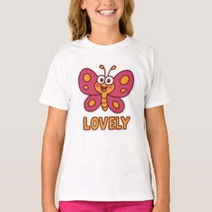Camiseta Borboleta Rosa Adorável Arte de Inseto de Desenho