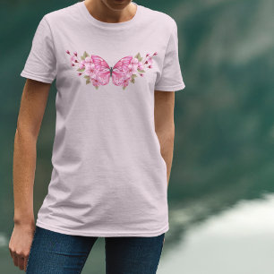Camiseta Borboleta rosa com Sakura