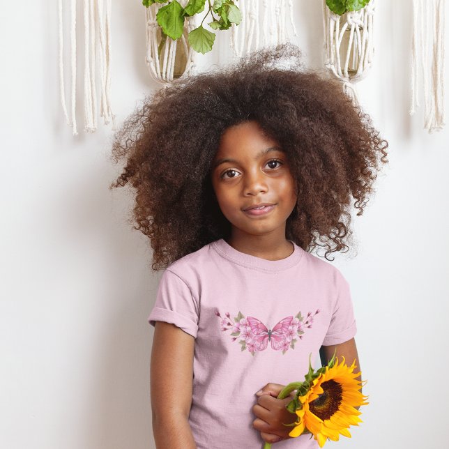 Camiseta Borboleta rosa com Sakura (Criador carregado)