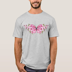 Camiseta Borboleta rosa com Sakura