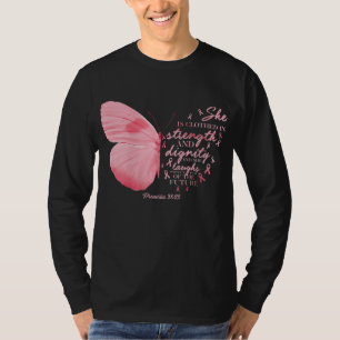 Camiseta Borboleta Rosa Fita Fita Cancer Mama Mulher Religi