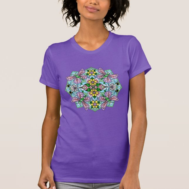 Camiseta Borboleta rosa Mandala Whimsical Drake (Frente)