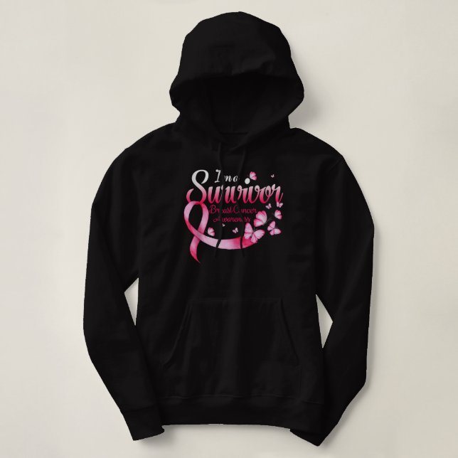 Camiseta Borboleta rosa Sou um Cancer de Sobrevivência (Frente do Design)