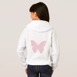 Camiseta Borboleta Rosa Suave nas Costas de Crianças Branca