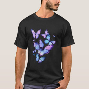 Camiseta Borboleta Roxa Azul Borboleta de Jardim Fofo Crian