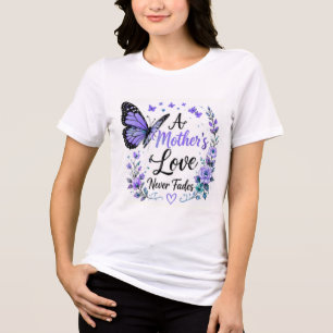 Camiseta Borboleta Roxa O Amor de uma Mãe Nunca Desvanece 