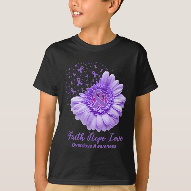 Camiseta Borboleta Roxo Fita Roxo Awarene Sobredosagem de G (Frente)
